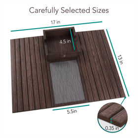 Detor armrest tray accommodates 5.5 inch wide armrests for versatility.