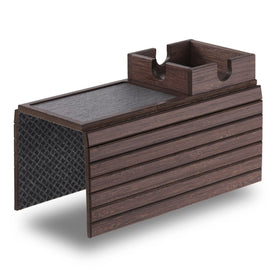 Detor Couch Cup Holder Tray featuring the anti-slip pad keeps drinks stable on your armrest.