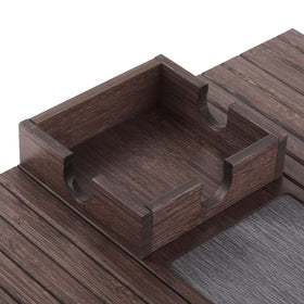 Detor couch tray blends with decor and helps keep surfaces organized.