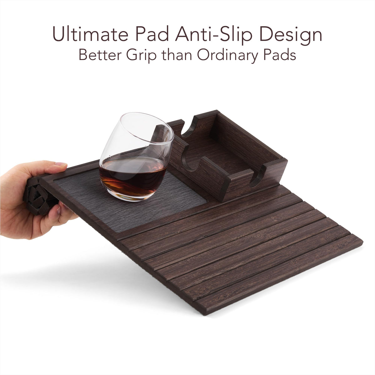 Detor Tray with leather-pad offers a premium feel while you relax.