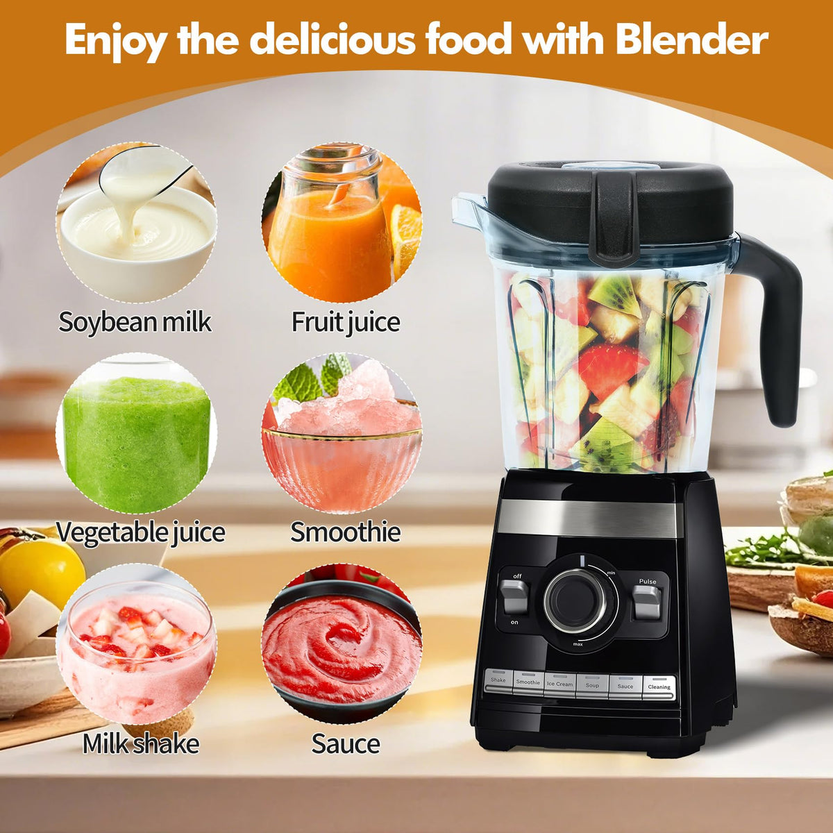 Deuovht blender pitcher 64oz container saves room and handles large batches