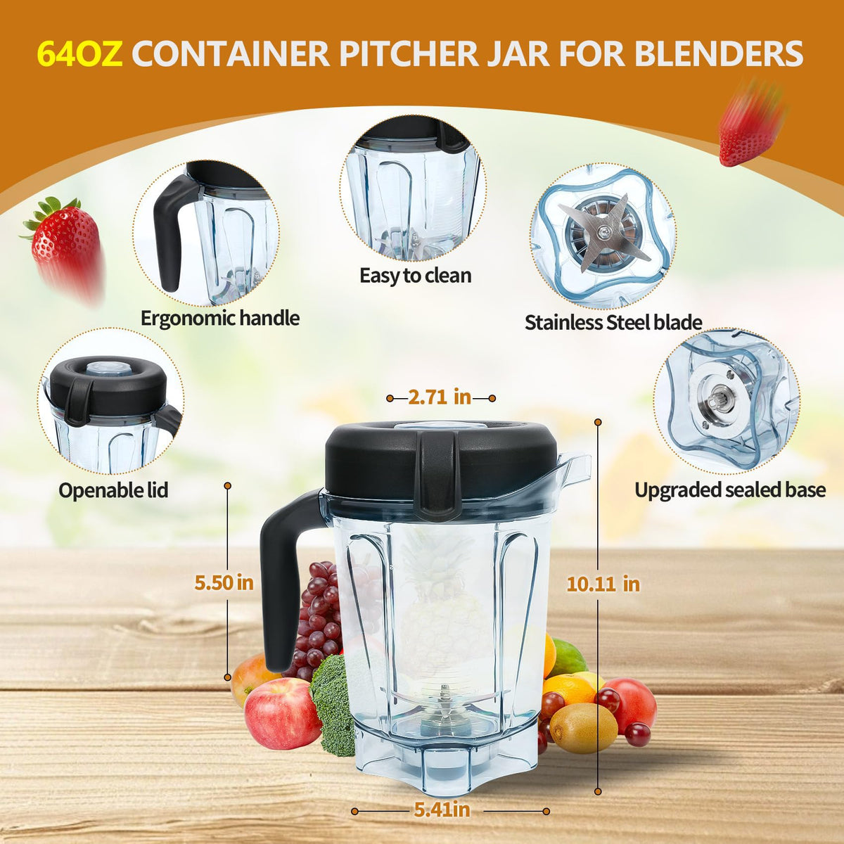 Deuovht blender pitcher thickened base reduces leaks and noise