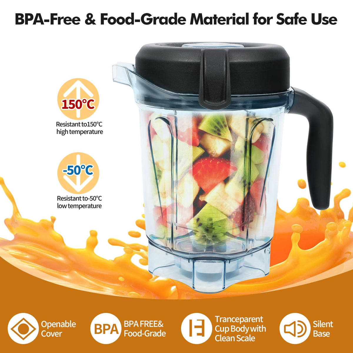 Deuovht blender pitcher wide-base design enhances stability during blending