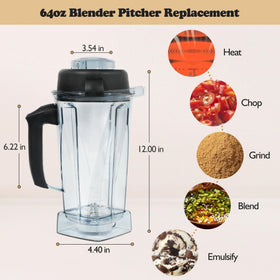Deuovht 64oz pitcher with ergonomic handle for comfortable blending