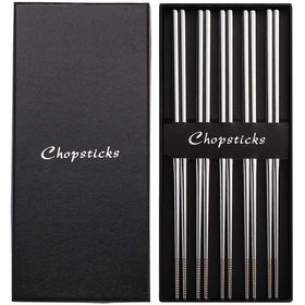 DEVICO metal chopsticks set of five pairs, durable and reusable for daily dining.