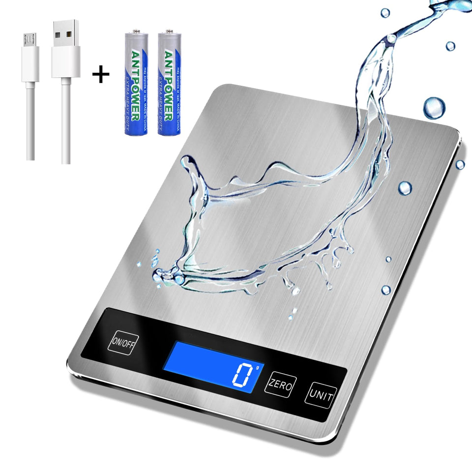 Deweywei 33lb digital kitchen scale with LCD display for precise measurements.