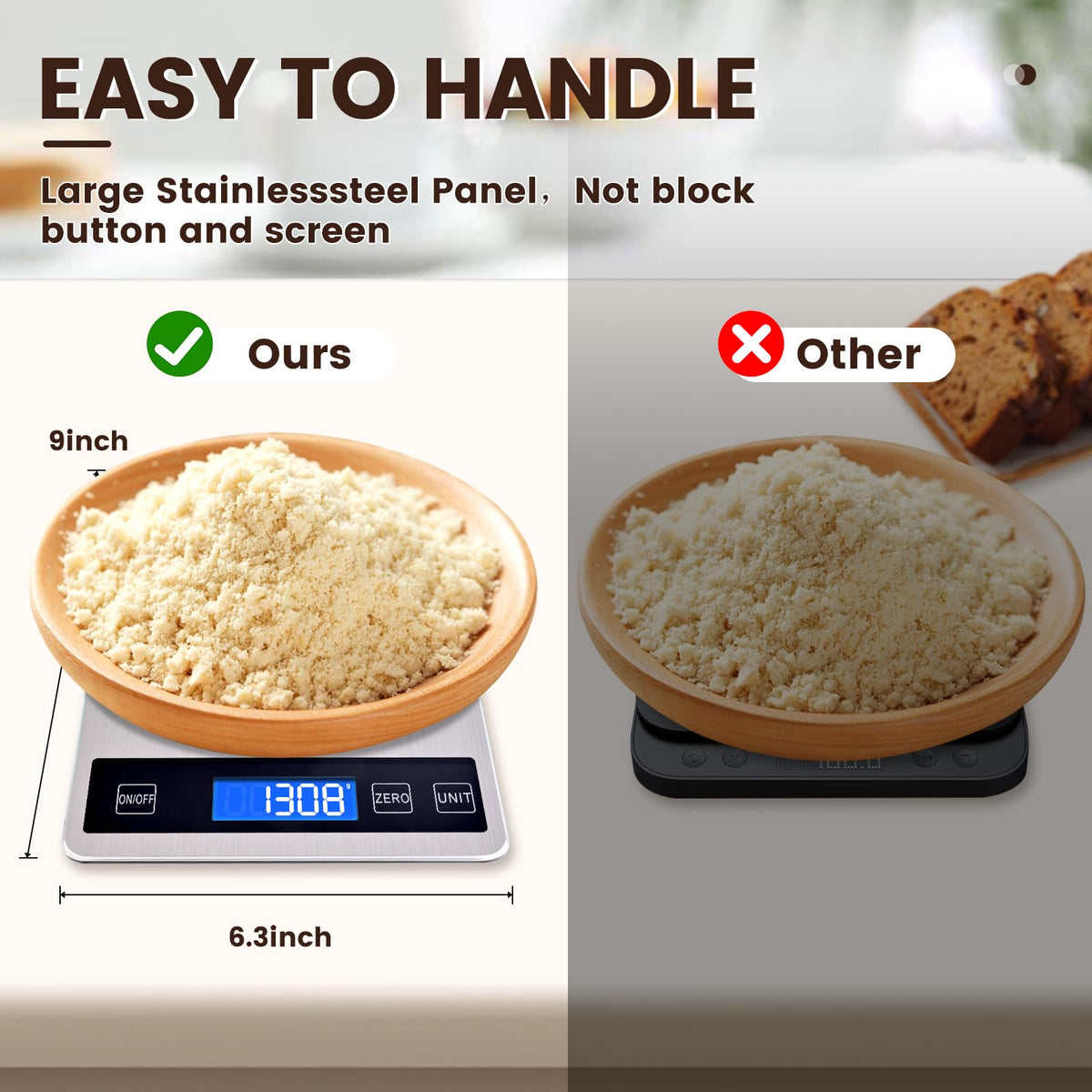 Deweywei 33lb scale charging via USB for convenient power.