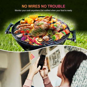 Dewjom 500ft remote range illustration emphasizes from-anywhere monitoring.