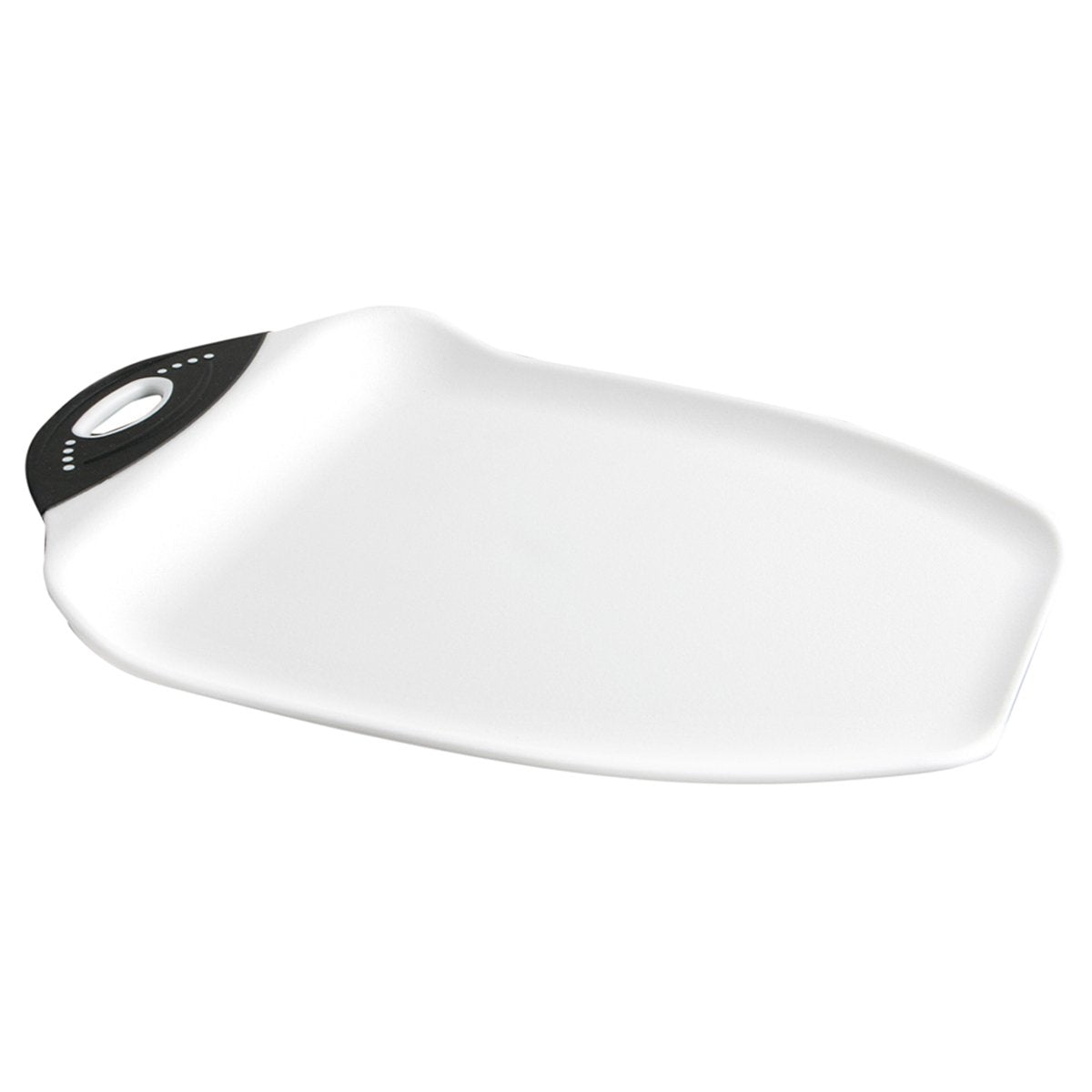 Dexas Chop and Scoop board cuts juicy fruits with curved edges for easy juice containment.