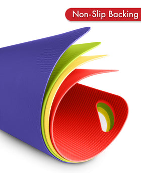 Dexas Grippmat flexible cutting board for easy folding and funneling ingredients.