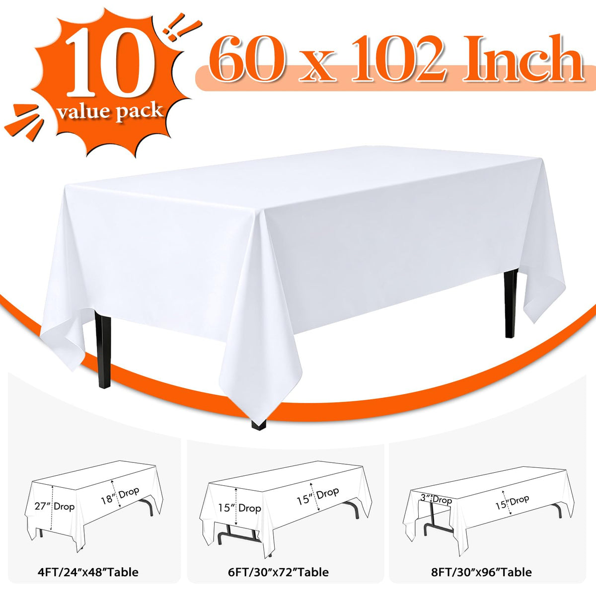 Dexbriz rectangular tablecloth covers a 6ft table with clean drape and effortless style.