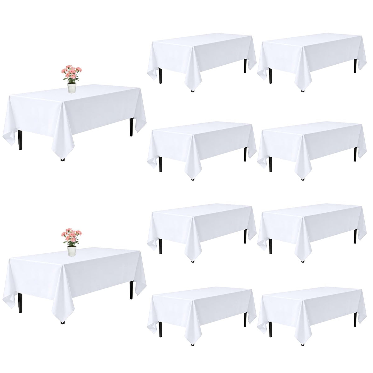 Dexbriz white tablecloth 60x102 in on a rectangular table for a polished dining setup.
