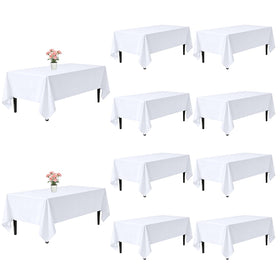 Dexbriz white tablecloth 60x102 in on a rectangular table for a polished dining setup.