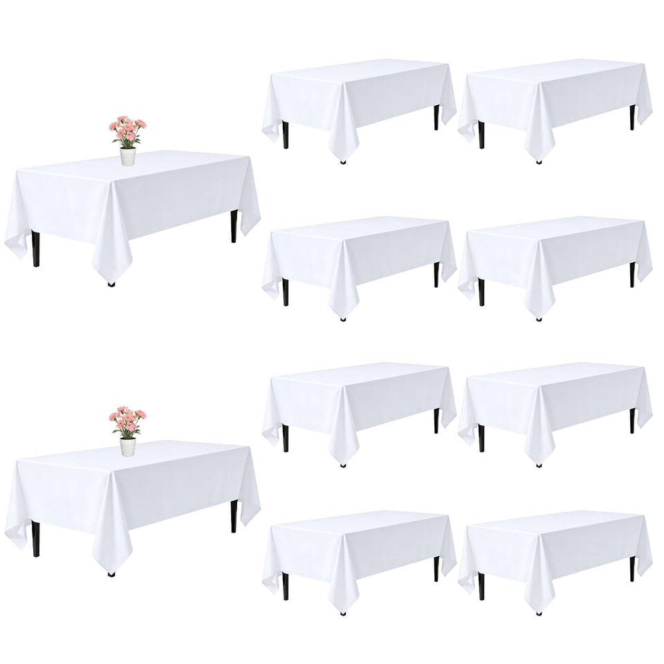 Dexbriz white tablecloth 60x102 in on a rectangular table for a polished dining setup.