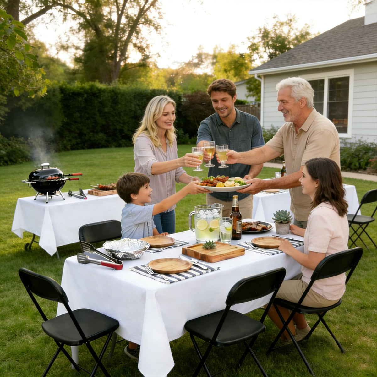 Dexbriz wrinkle-resistant tablecloth keeps surfaces smooth during events and daily use.