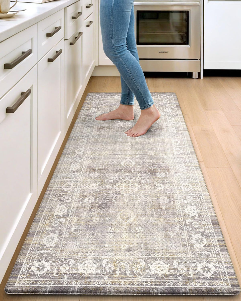 DEXI kitchen floor mat memory foam detail highlighting plush comfort underfoot.