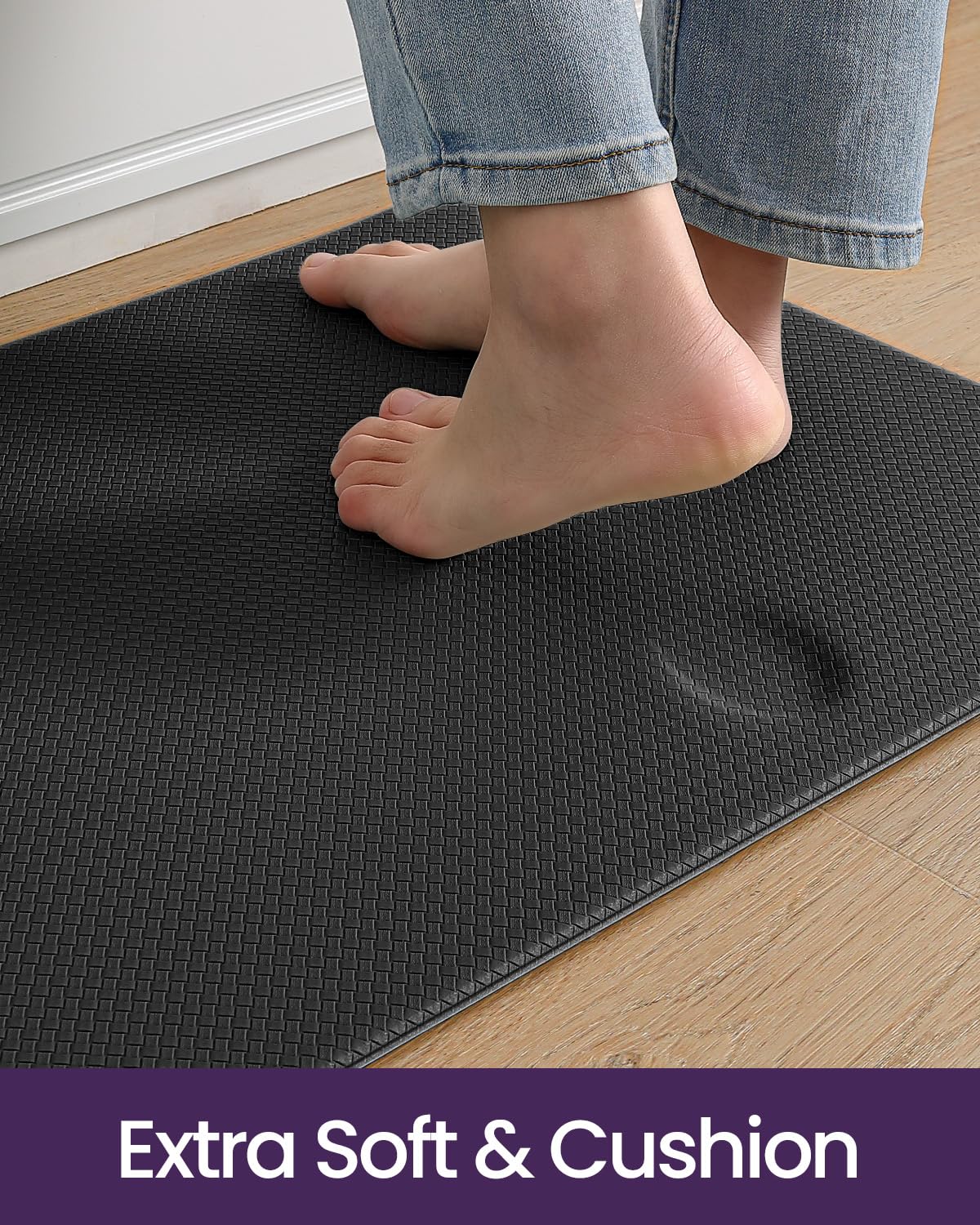 DEXI stain-resistant kitchen mat designed to stay clean after sauces