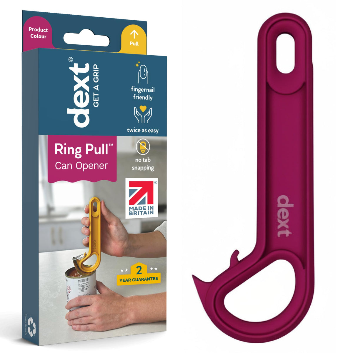 Dext ring pull opener with ergonomic handle for easy grip and smooth opening
