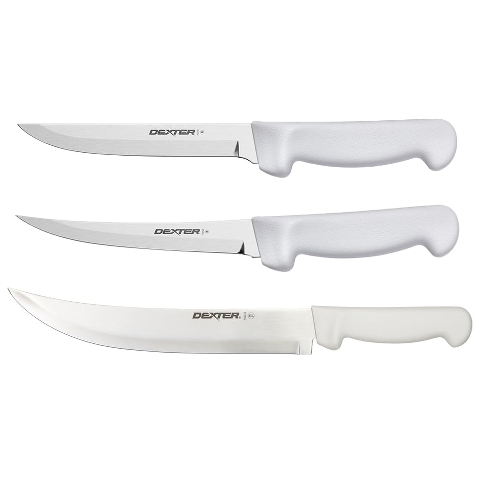 Dexter-Russell 3-piece knife set with razor-sharp blades for precise trimming and carving