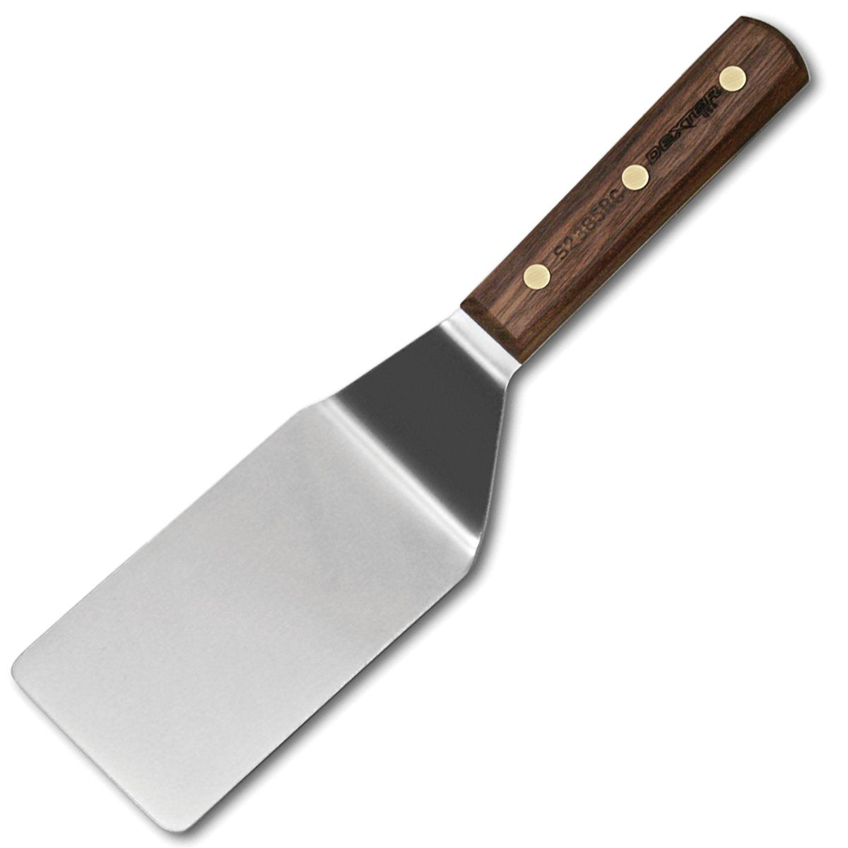 Dexter-Russell all-purpose turner with stainless steel blade and walnut handle, ideal for flipping foods.
