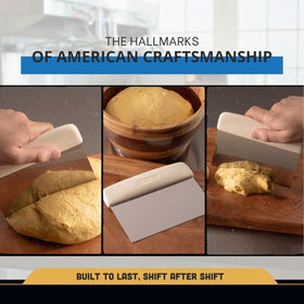Dexter-Russell 6x3 edge close-up highlights precise cuts for bread and pastry.