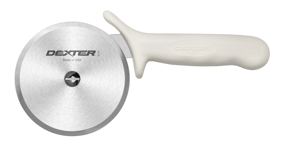 Dexter-Russell P177A-4PCP pizza wheel close-up for clean cuts on thick crusts