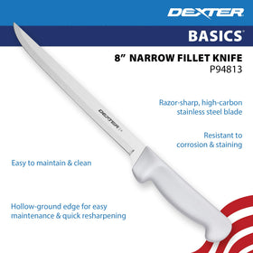 Dexter-Russell white-handle design offers comfortable, slip-resistant grip