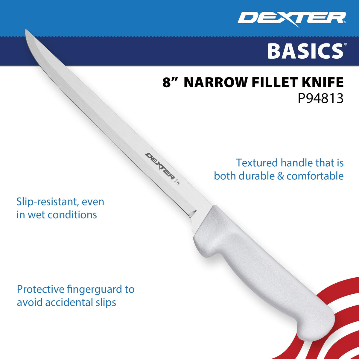 Dexter-Russell P94813 filleting a fish with clean, controlled strokes