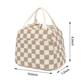 Dezcrab Corduroy Lunch Box sturdy handle for easy carrying.