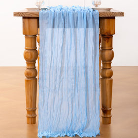 DeZerlor Baby Blue Cheesecloth Table Runner Easter table decor suitable for weddings and showers.