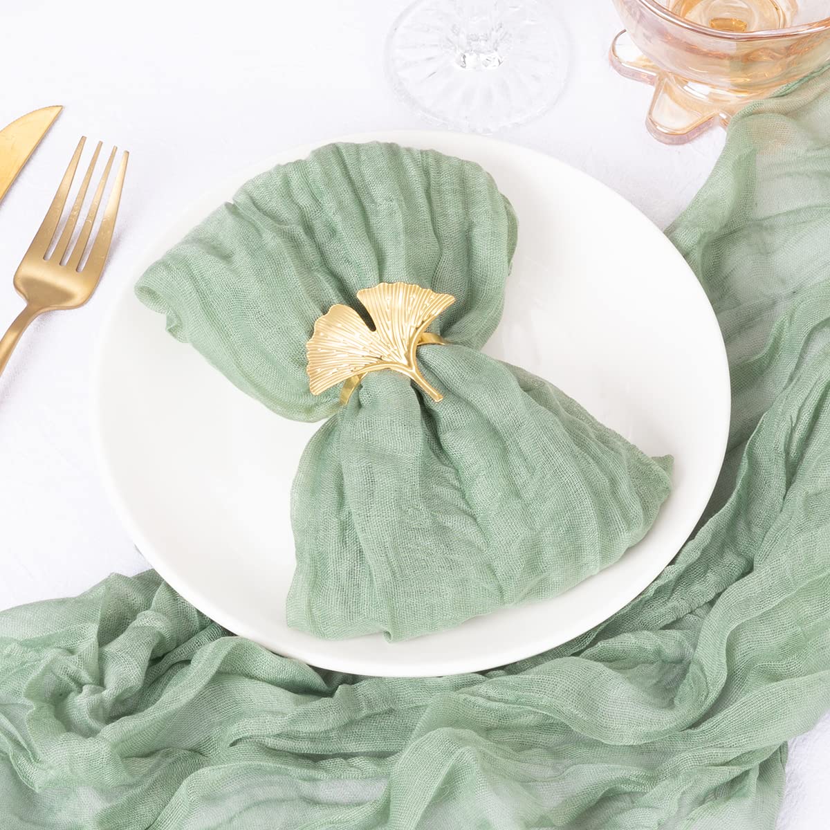 DeZerlor sage green napkins pocket fold for elegant place settings