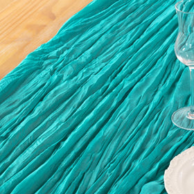 DeZerlor teal cheesecloth runner ideal for weddings and outdoor gatherings