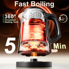 Dezin 0.8L kettle with 360-degree base for convenient cordless use.