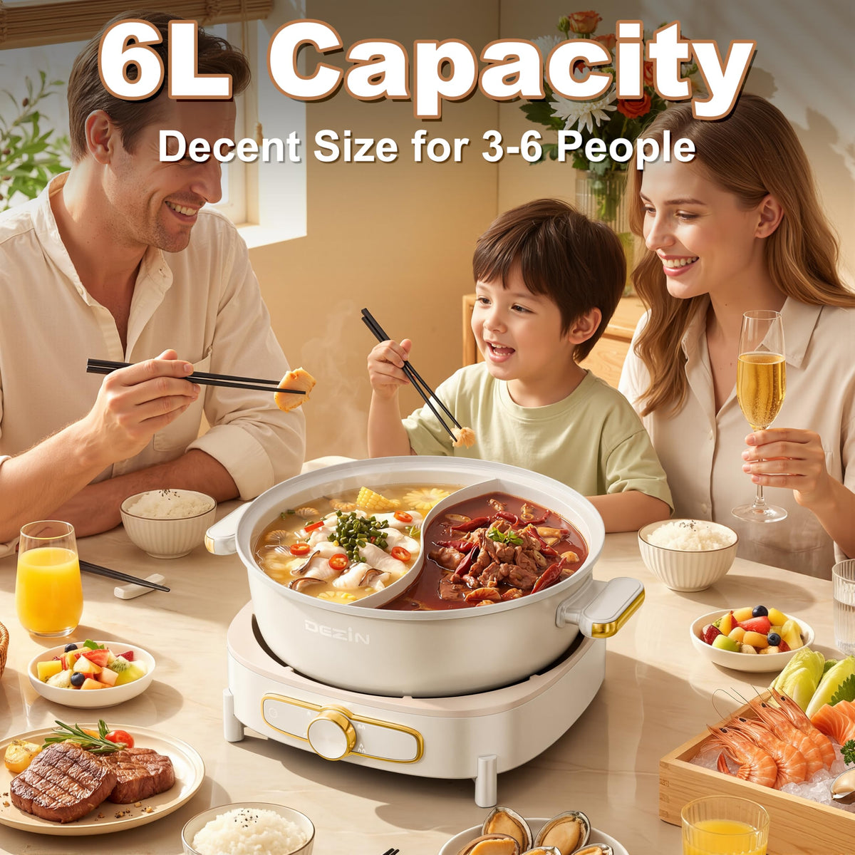 DEZIN dual-sides removable pot for easy cleaning and storage