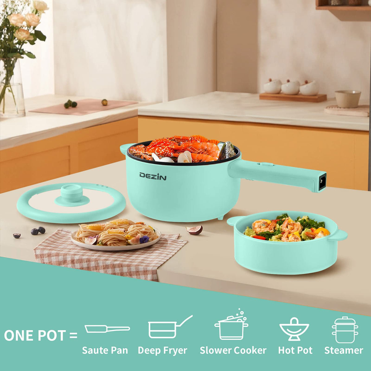 DEZIN easy-clean non-stick coating makes cleanup a breeze.
