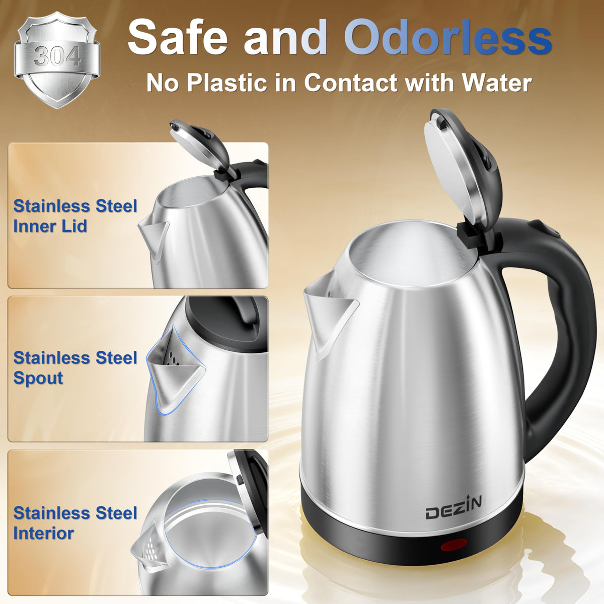 DEZIN electric kettle auto shut-off for safe use