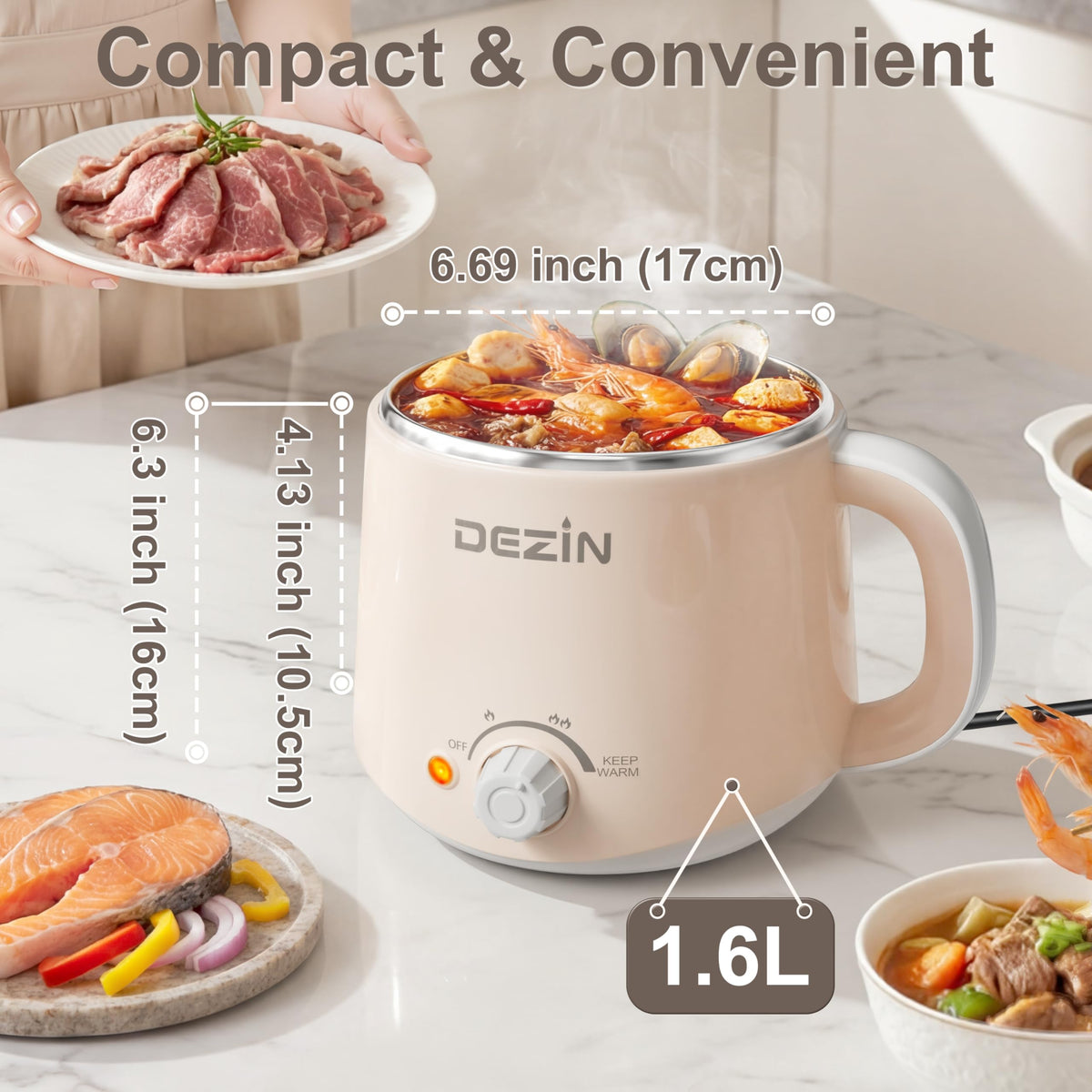 DEZIN Electric Pot keep-warm feature maintains ideal serving temperature