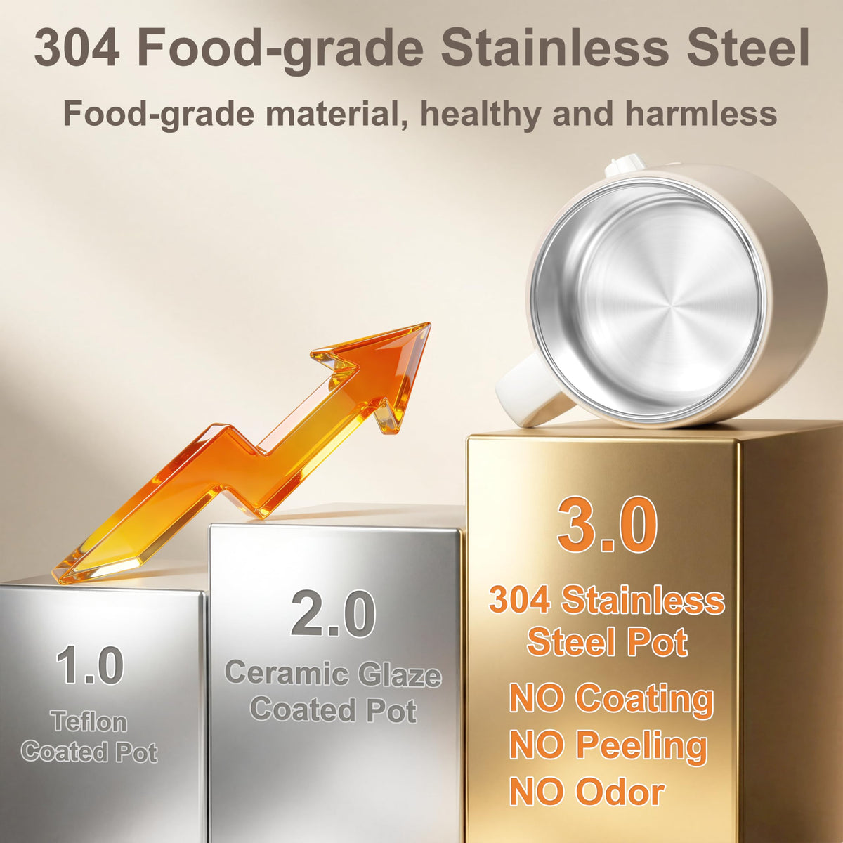 DEZIN Electric Pot steel inner pot close-up highlights safe materials