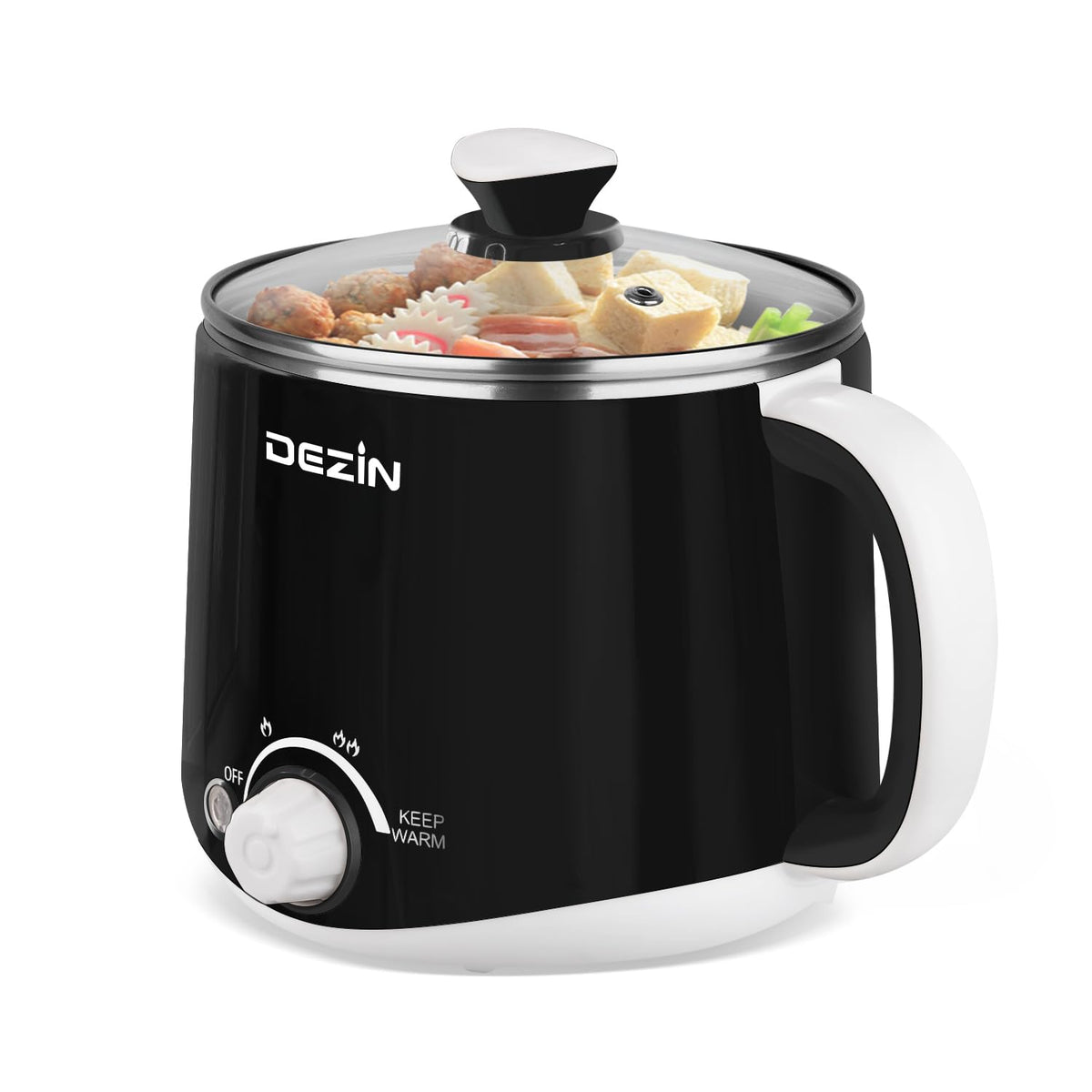 DEZIN hot pot 1.6L capacity for fast noodles and eggs at home.