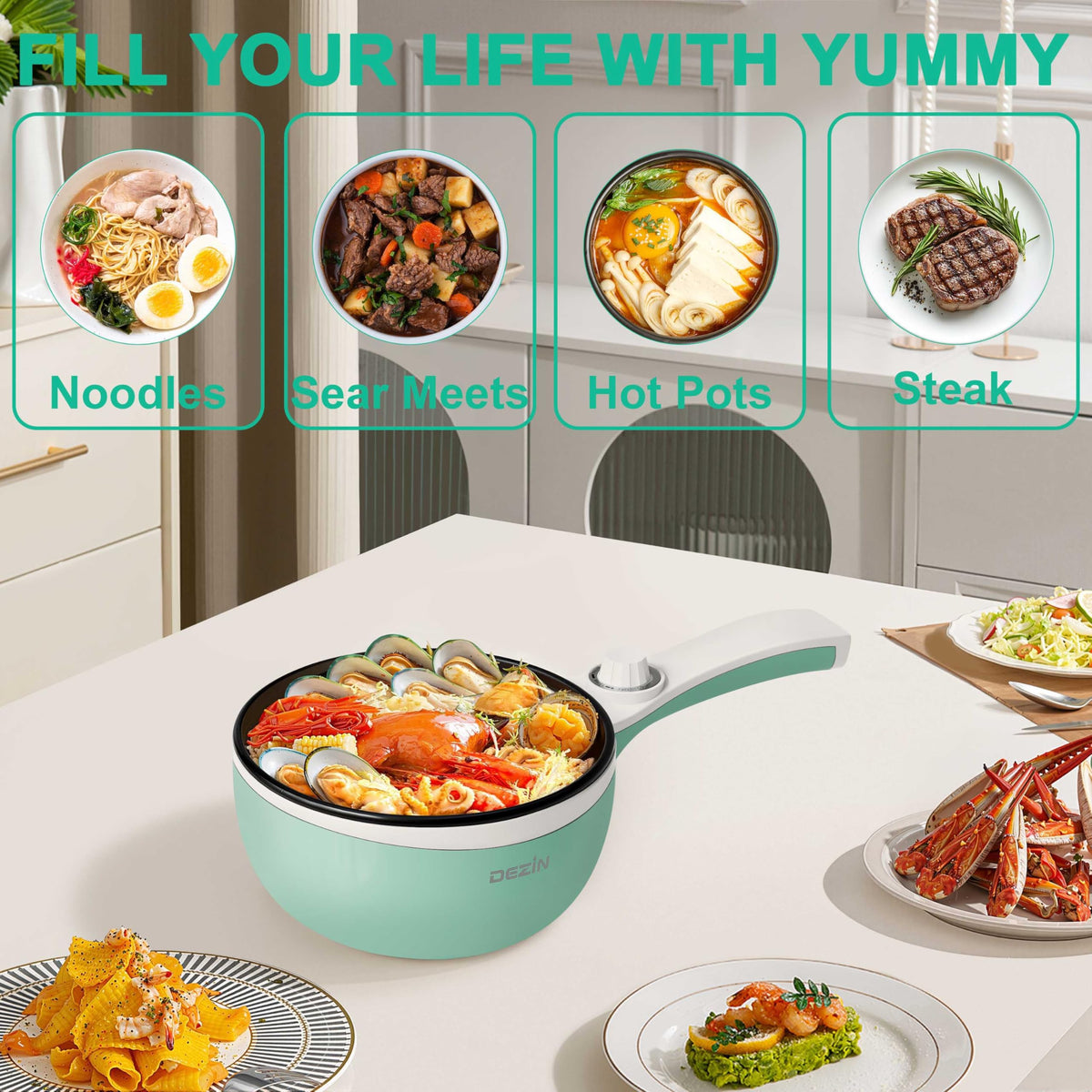 DEZIN hot pot dorm-friendly compact design saves space in tight living areas
