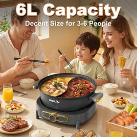 DEZIN hot pot dual flavor design supports two broths at once.