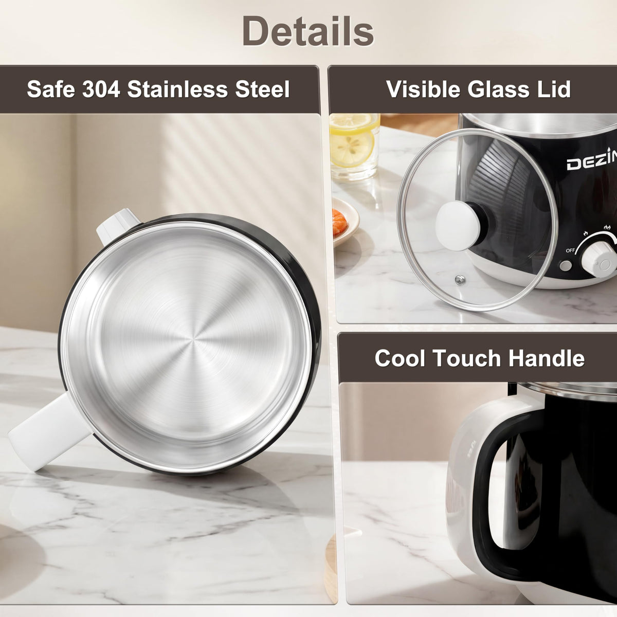 DEZIN easy-clean surface simplifies post-meal cleanup.