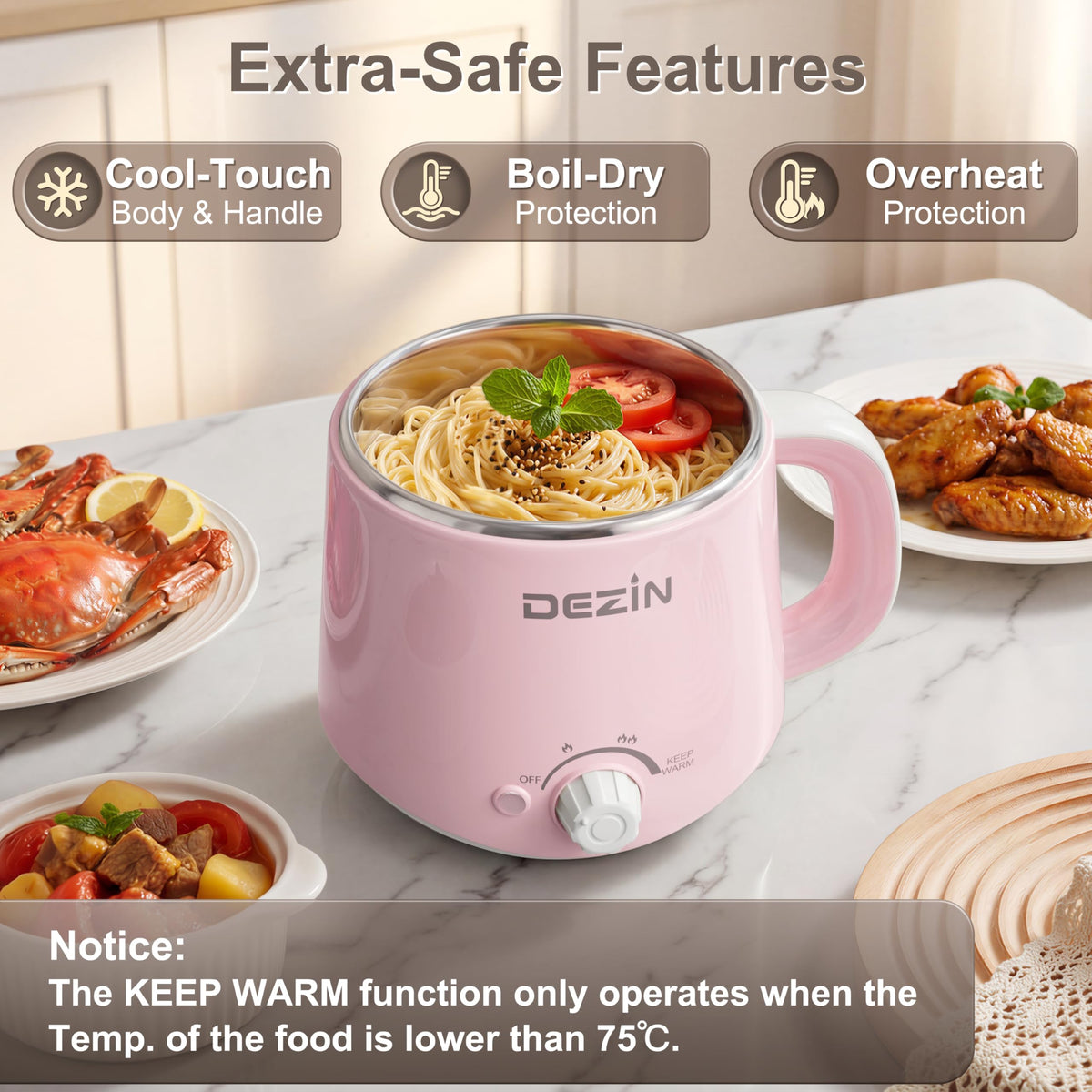 DEZIN hot pot in a compact kitchen on a desk or counter