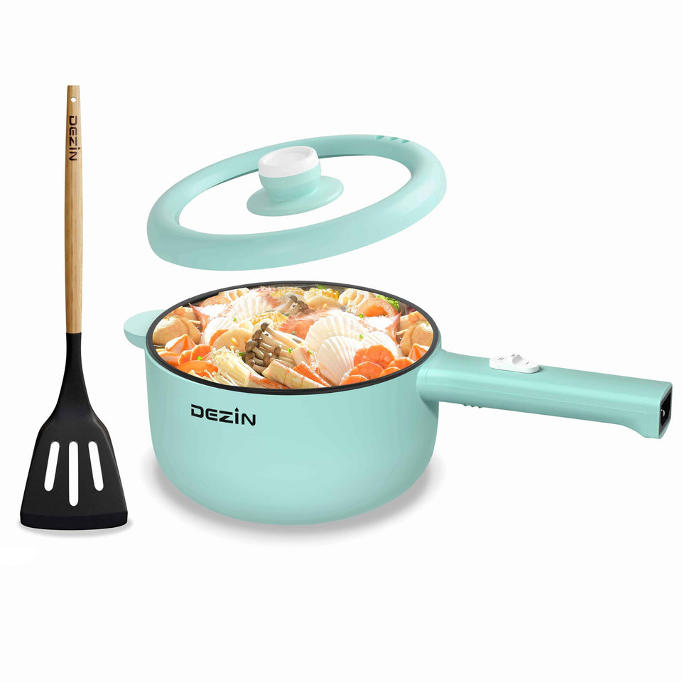 Dezin Hot Pot Electric 2L front view, compact dorm-friendly design for quick meals.