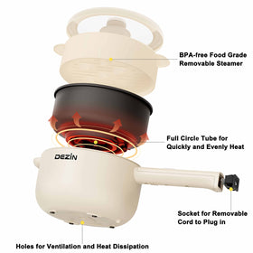 DEZIN compact 2L pot fits dorm shelves and solo meals.