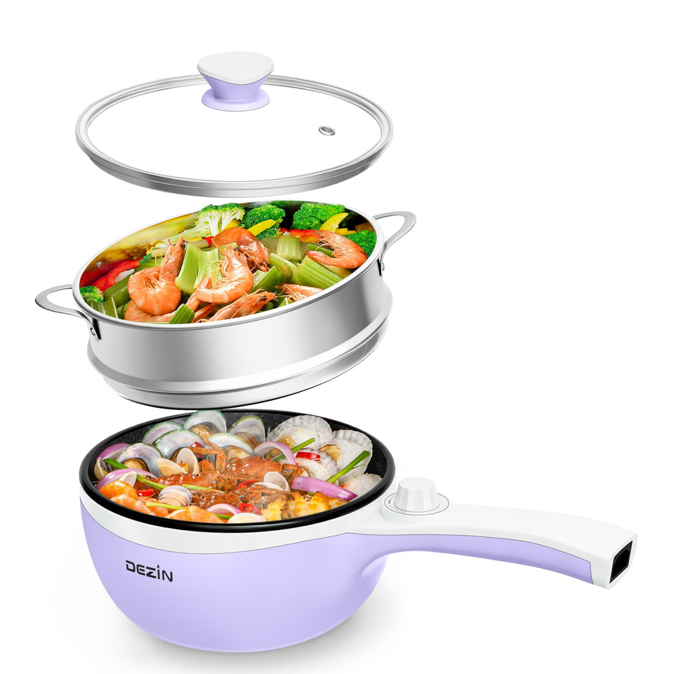 DEZIN hot pot electric steamer compact design for dorm kitchen efficiency.