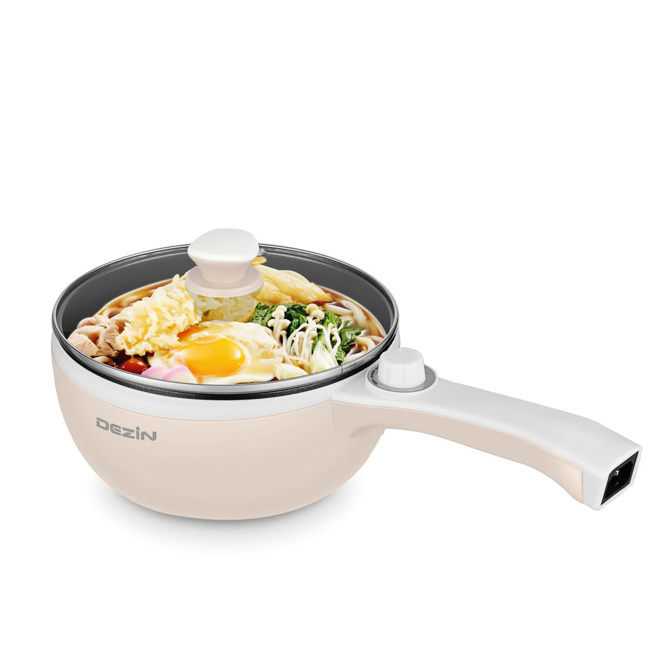 DEZIN hot pot with lid on, compact dorm kitchen ready for quick meals.
