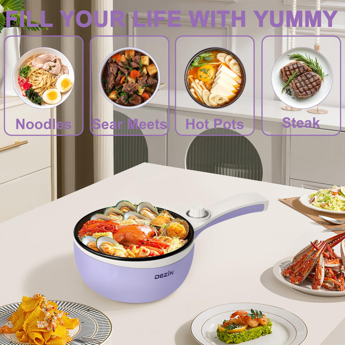 DEZIN hot pot features overheat protection for safer cooking