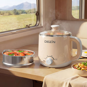 DEZIN hot pot glass lid and double-wall design for safety.
