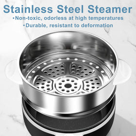 DEZIN steamer-enabled pot cooks noodles quickly and evenly.